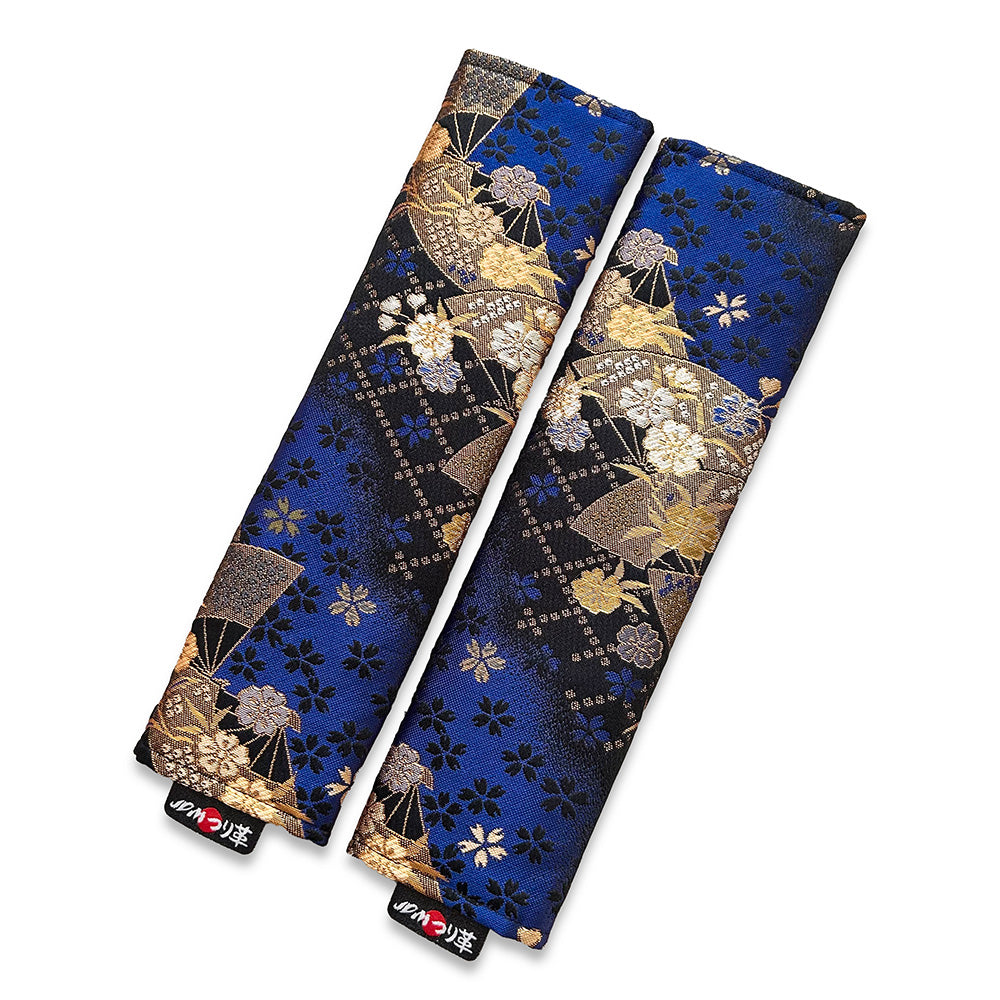 扇桜 ブルー シートベルトパッド